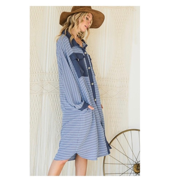 BUCKETLIST Oversized Plaid Lightweight Long Shacket - NWT - Picture 4 of 4